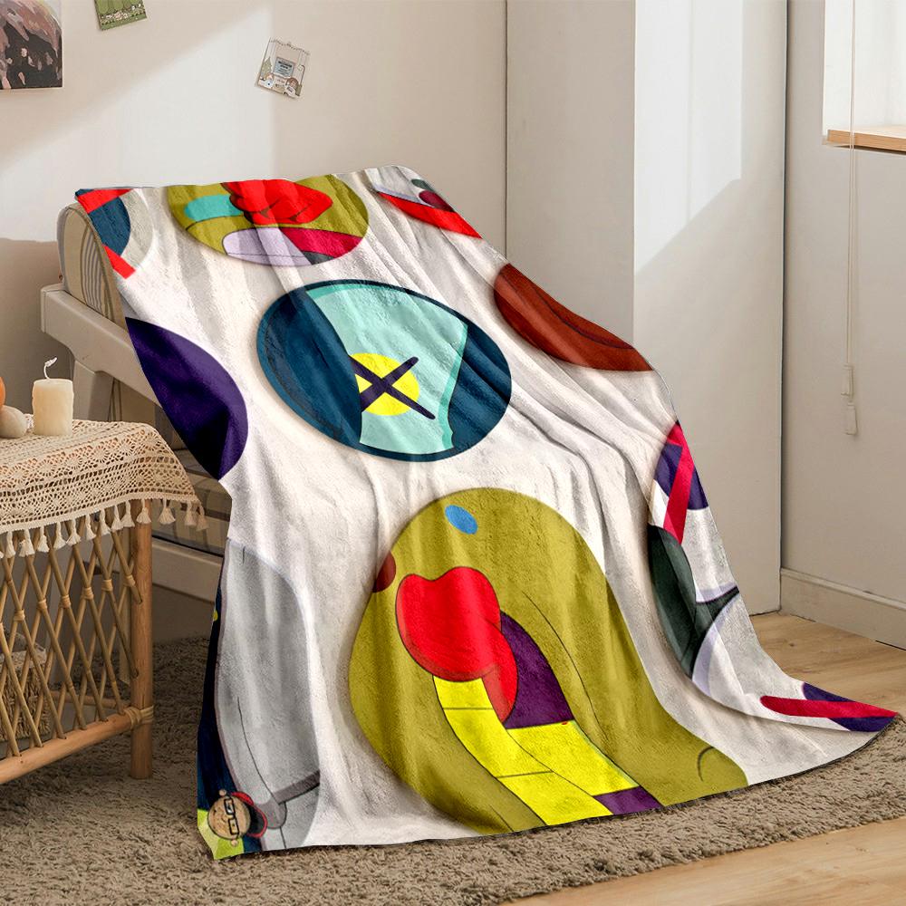 KAWS Circular Panel Art X Eyes Blanket Throw, Flat Circle Pop Art Style Design, Modern Living Room, Cozy Bedding, All Seasons Gift
