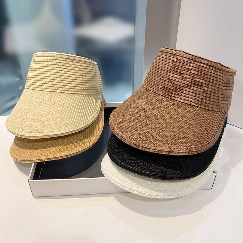 Export Grade Straw Empty Top Hat Summer Women's Outdoor Sunscreen Foldable Portable Braided Straw Hat New Sun Hat