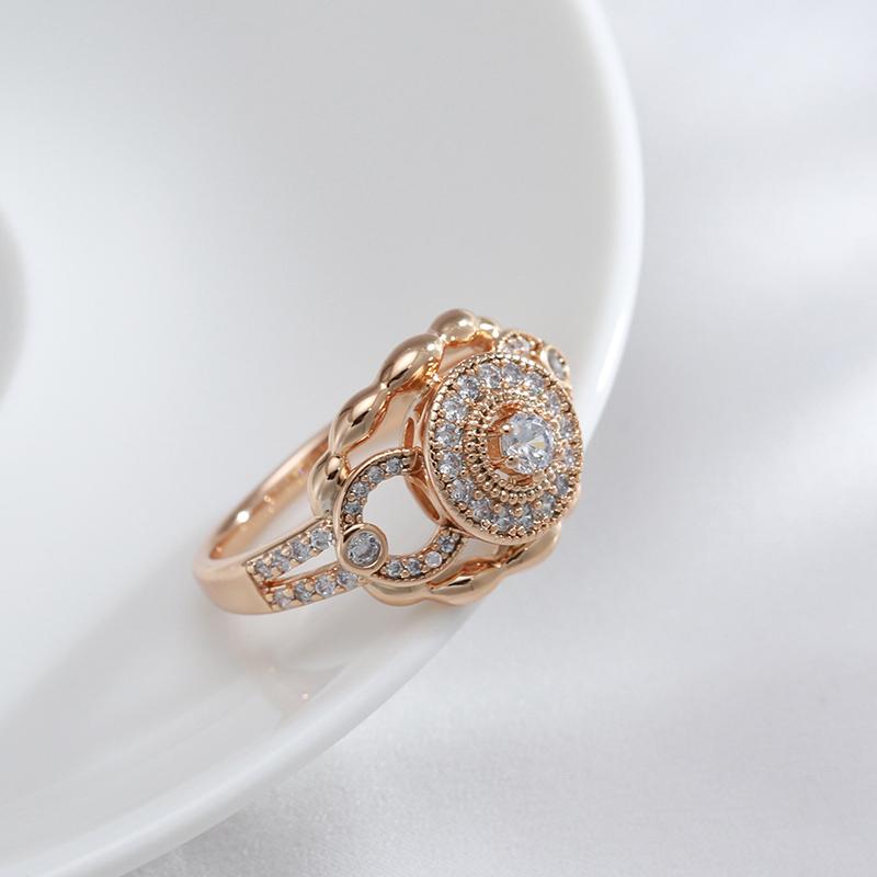 Unique Creative Women Rings  Rose Gold Color Natural Zircon Geometry Rings Modern Fashion High Quality Daily Jewelry