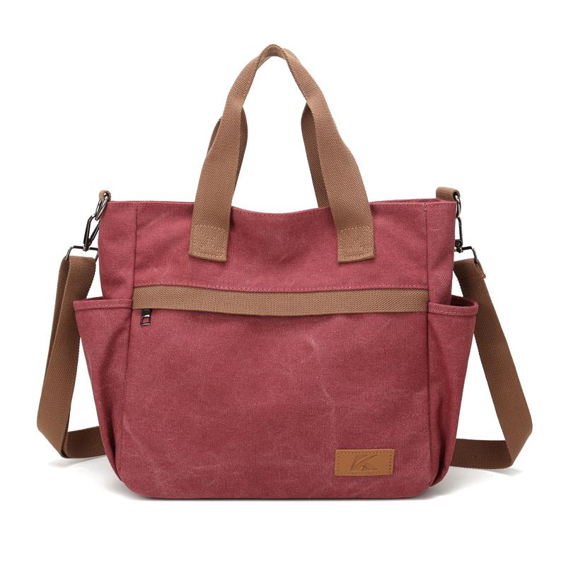 Women's Large Capacity Tote Bag Retro Student Crossbody Bag Canvas Shoulder Bag