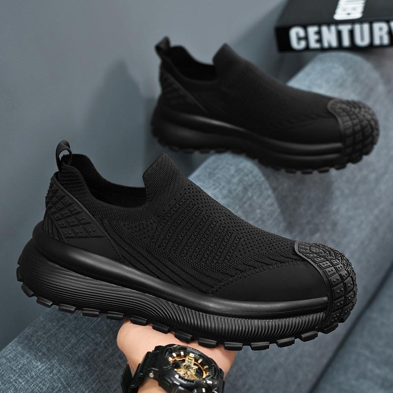 Sommer Neue Street Sport Stil Mesh Atmungsaktiv Einfarbig Schwarz Sneakers Für Herren Tägliche Kleidung Slipper Loafer Outdoor Freizeitschuhe