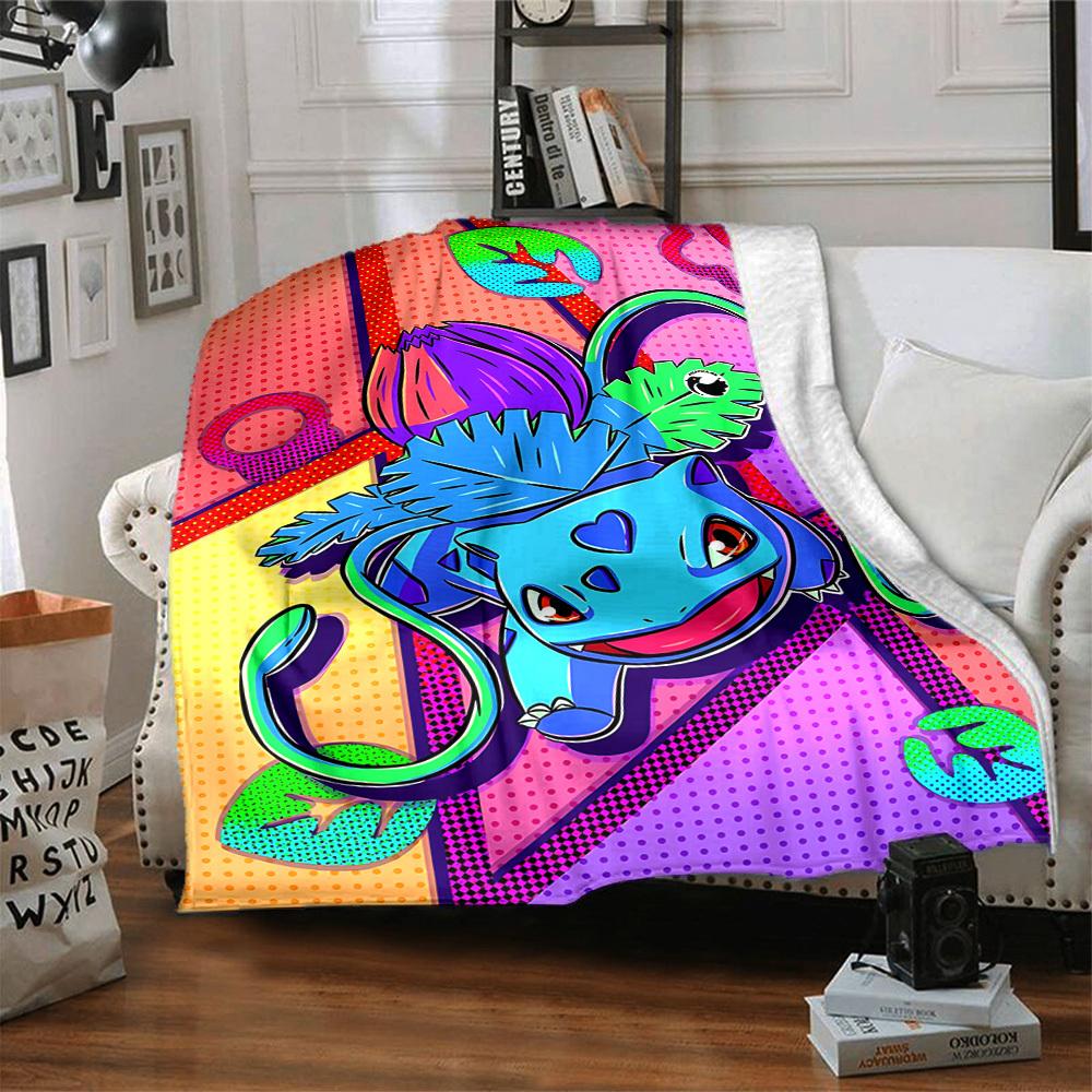 1pc Bulbasaur, Pokémon Blanket Soft All Season Throw with Vibrant Design, Perfect for Home, Travel, and Gifts, Ideal for Naps and Camping