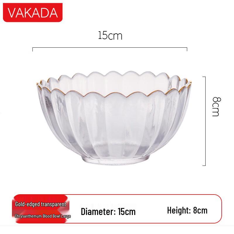 VAKADA High Borosilicate Glass Salad & Dessert Bowl