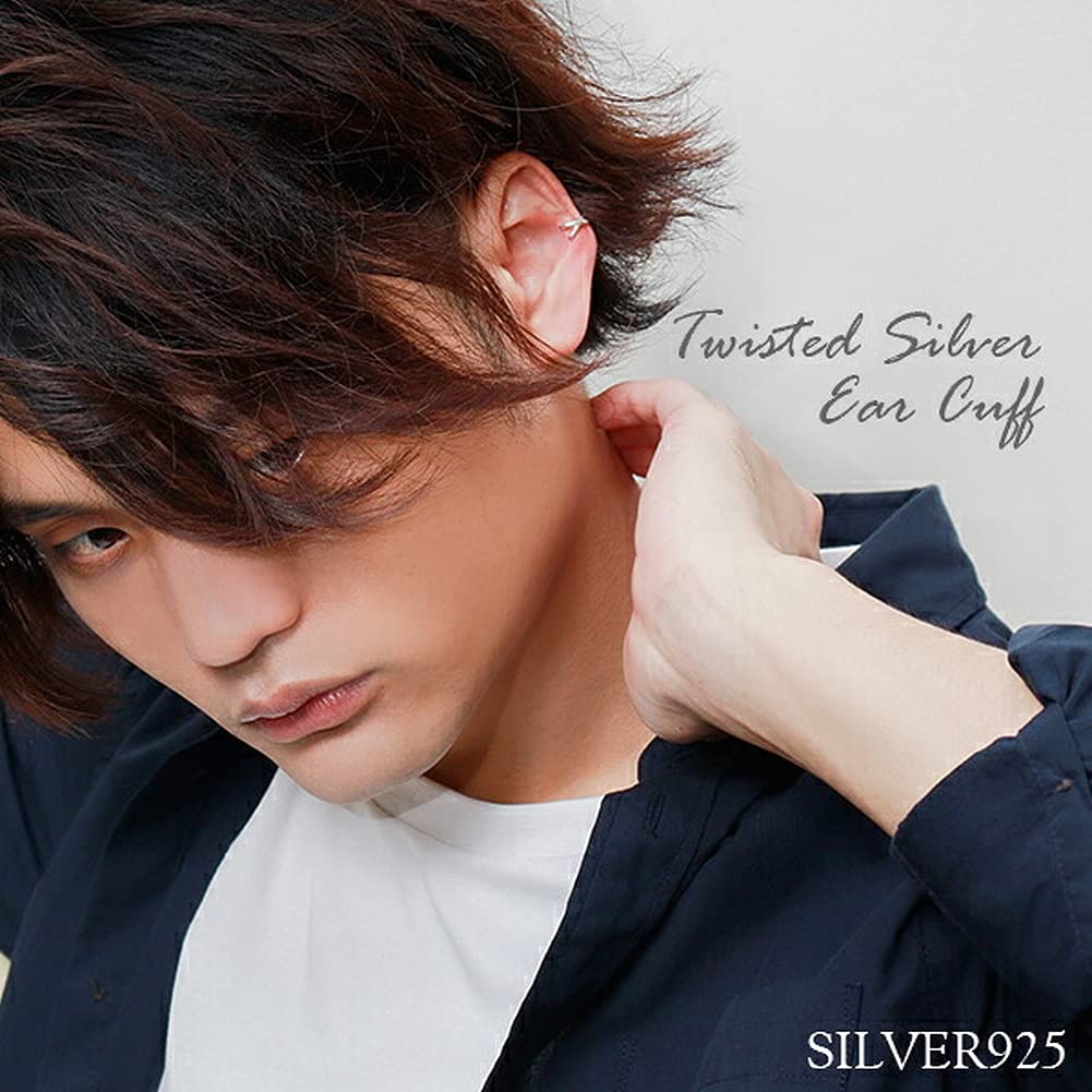 Shinjuku Gin no Kura Gedrehter Silber 925 Ohrklemme, Klein, Einzelohr, Schlicht, Standard, Ohrring ohne Piercing, Ohrclip, Fake-Ohrring