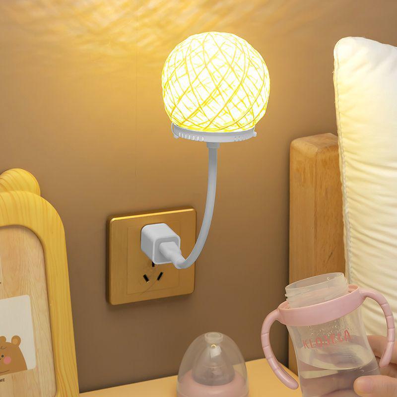 Remote Control Smart Voice-Activated Rattan Ball Night Light for Elderly, Children, Home, Dorms, and Students