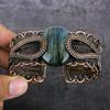 Natural Labradorite Gemstone Copper Wire Wrap Cuff Bangle Adjustable d7z45