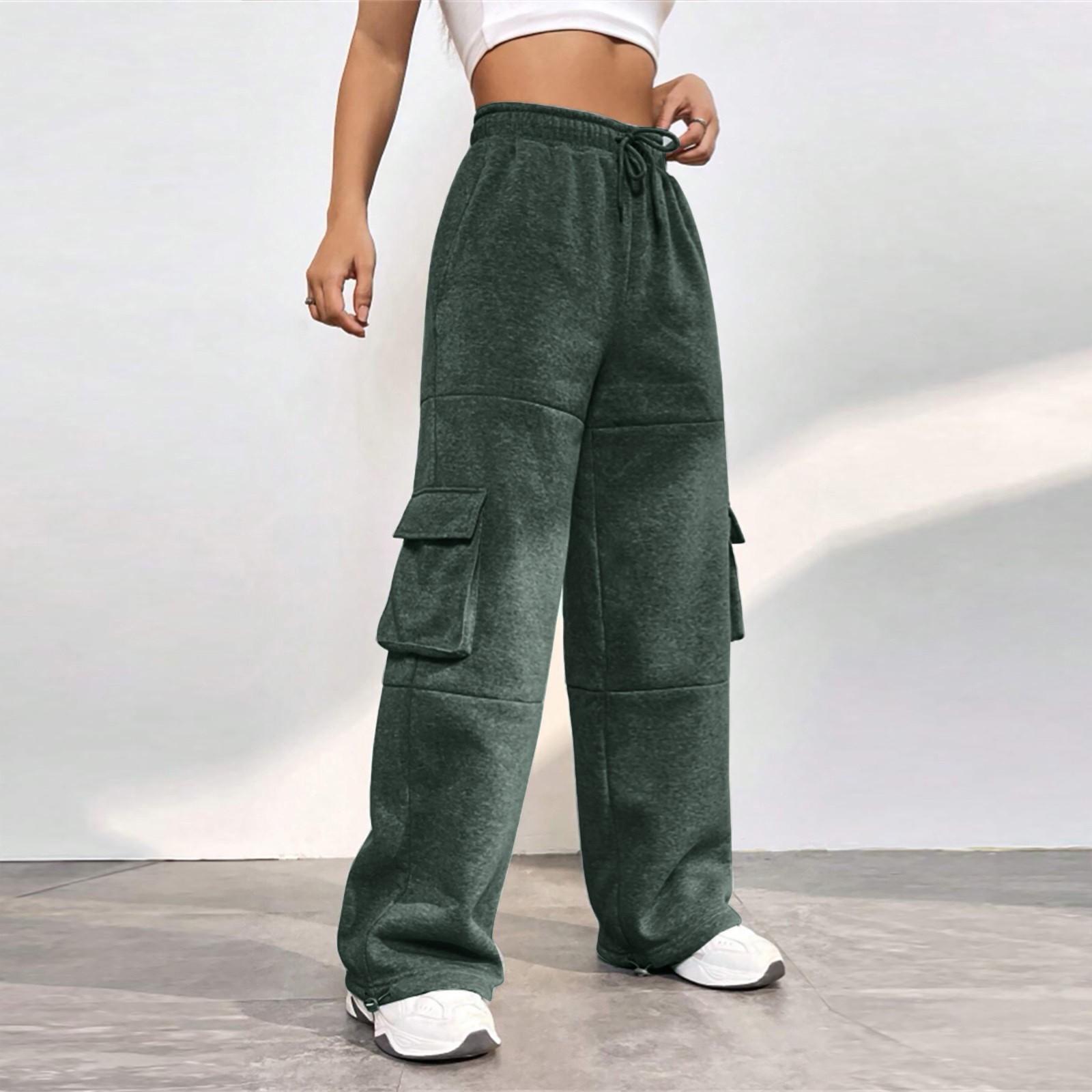 Женские базовые спортивные брюки с эластичной резинкой на талии и несколькими карманами — фото 10