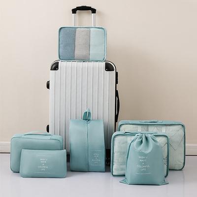 7Pcs/Set Folding Travel Storage Bags Digital Toiletries Shoes Clothes Organizer Suitcase Clothes Tidy Pouch Packing Cubes Set