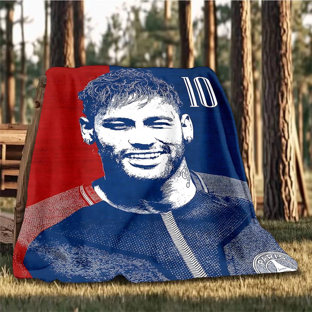 1pc Neymar Outdoor Flannel Blanket, Soft,