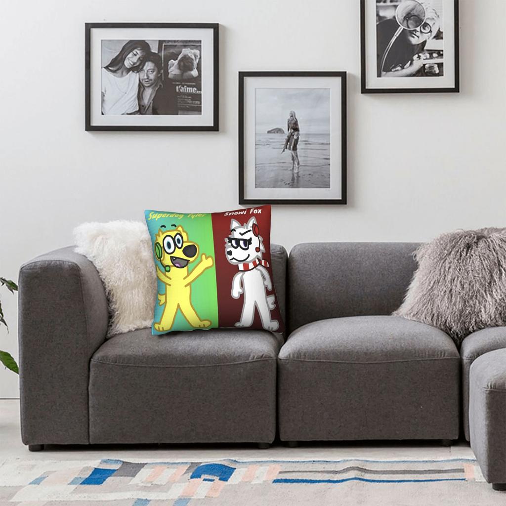 Federa Cuscino Gaming Tylers And Snowi Poliestere Copricuscino Decorazione Gioco Anime Cuscino da Lancio Custodia Casa Quadrato 40X40cm