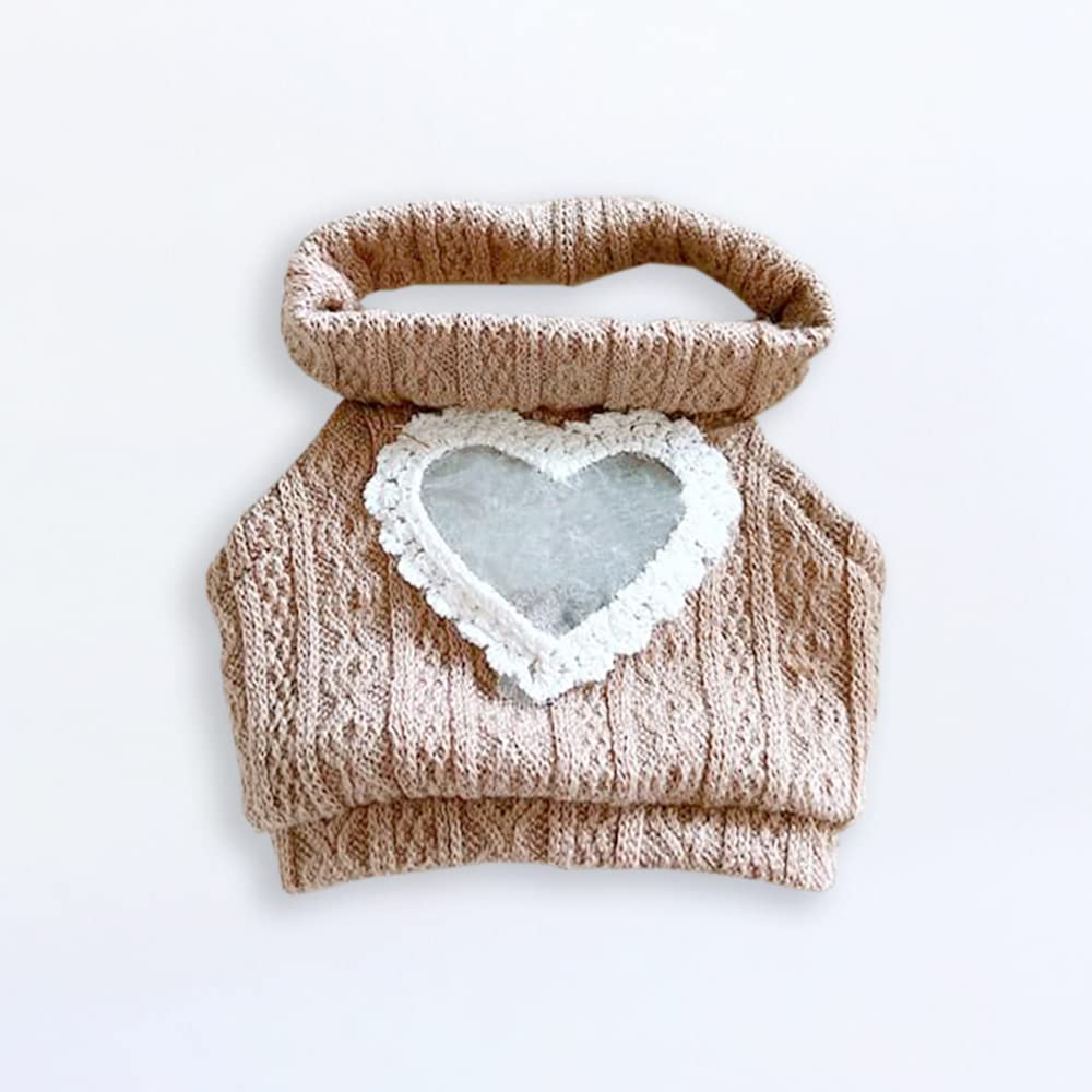Niannyyhouse 20cm Plush Clothes, Cutout Heart-Shaped Backless Sweater, Cotton Doll Clothes, Dress-Up (C2-Dark Brown)