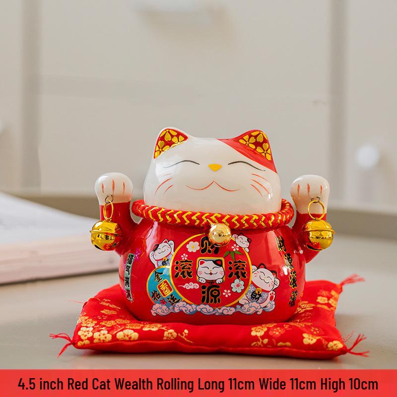Lucky Cat Ceramic Decor: Creative Japanese Fortune Cat Small Piggy Bank - Ideal Gift for Store Openings