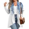 Women's Fall And Winter Fashion Casual Print Long Sleeve Mid-Length Cardigan Jacket