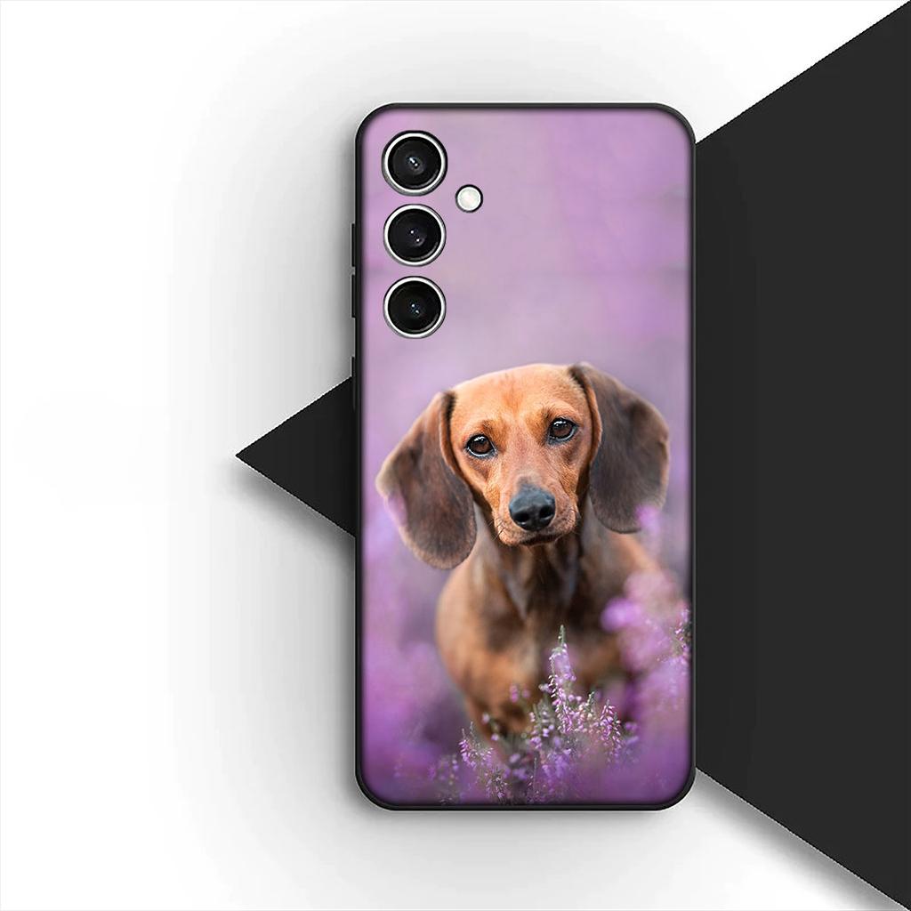 Cover for Samsung Galaxy S24 S25 S23 FE Ultra Plus S7 Edge S25+ S23+ A56 5G Casing Silicone Phone Case Wallpaper Dachshund Dog