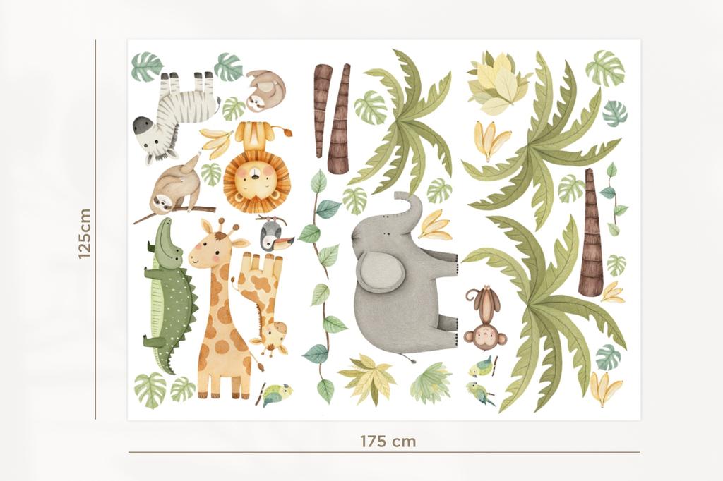 Safari Wall Stickers Exotic Animals Palm Trees Children'S Room