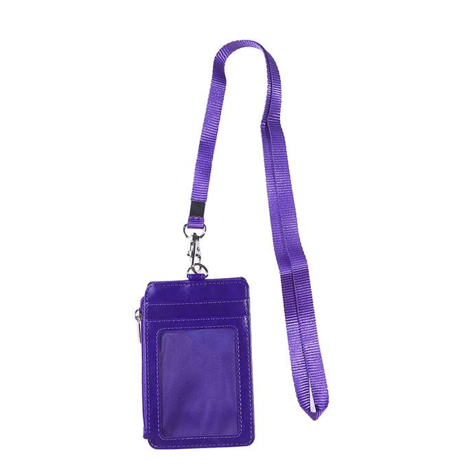 Vertical Leather Card Holder Wallet Multi-Pocket Neck Lanyard ID Badge Holder with Zip Pocket Card Slots for Work School Cruise Hotel