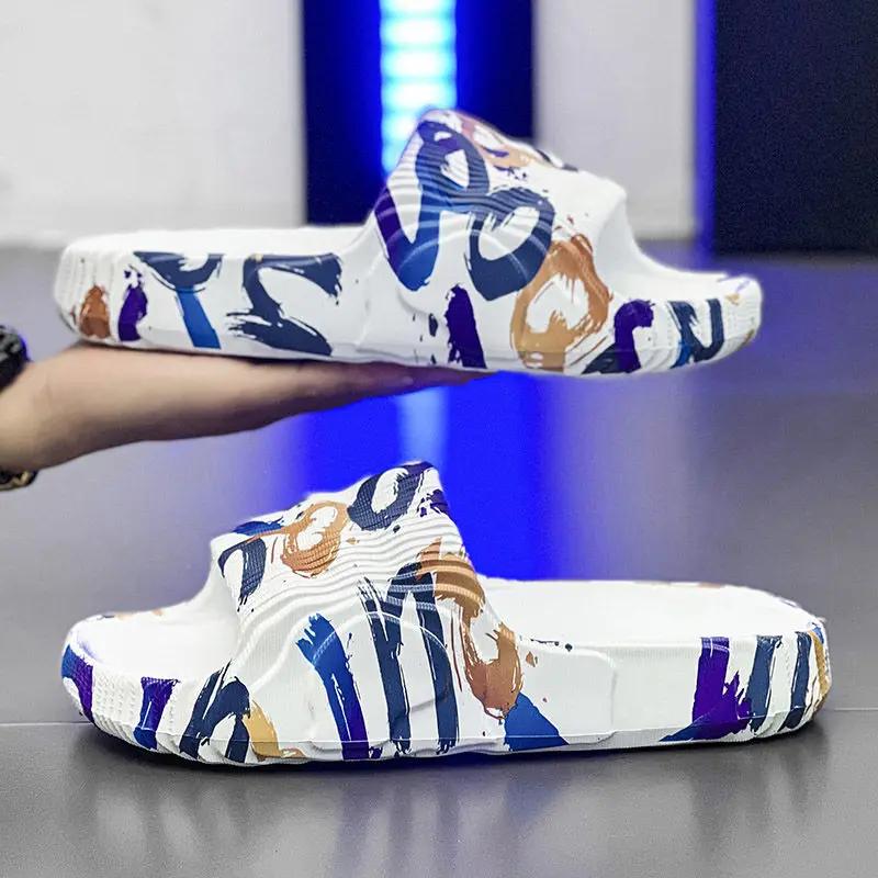 Fashion Male Slipper Eva Beach Shiatsu Bathroom Flat Indoor Men's Shoe Slides Walk Around Home House Clappers 2025 Style Summer Sale Fun