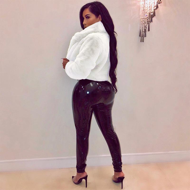 Damen Lässig Einfarbig Kunstpelzmäntel Herbst Winter Langärmliger Revers Kurzjacke Mode Flauschiger Übermantel