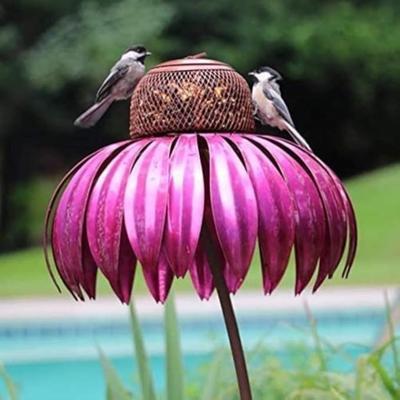 Flower-Shaped Metal Bird Feeder Bird Feeder for Outdoor Feeding, Metal Wild Bird Feeder for Cardinal Garden Decorations with Bird Lovers As Gifts