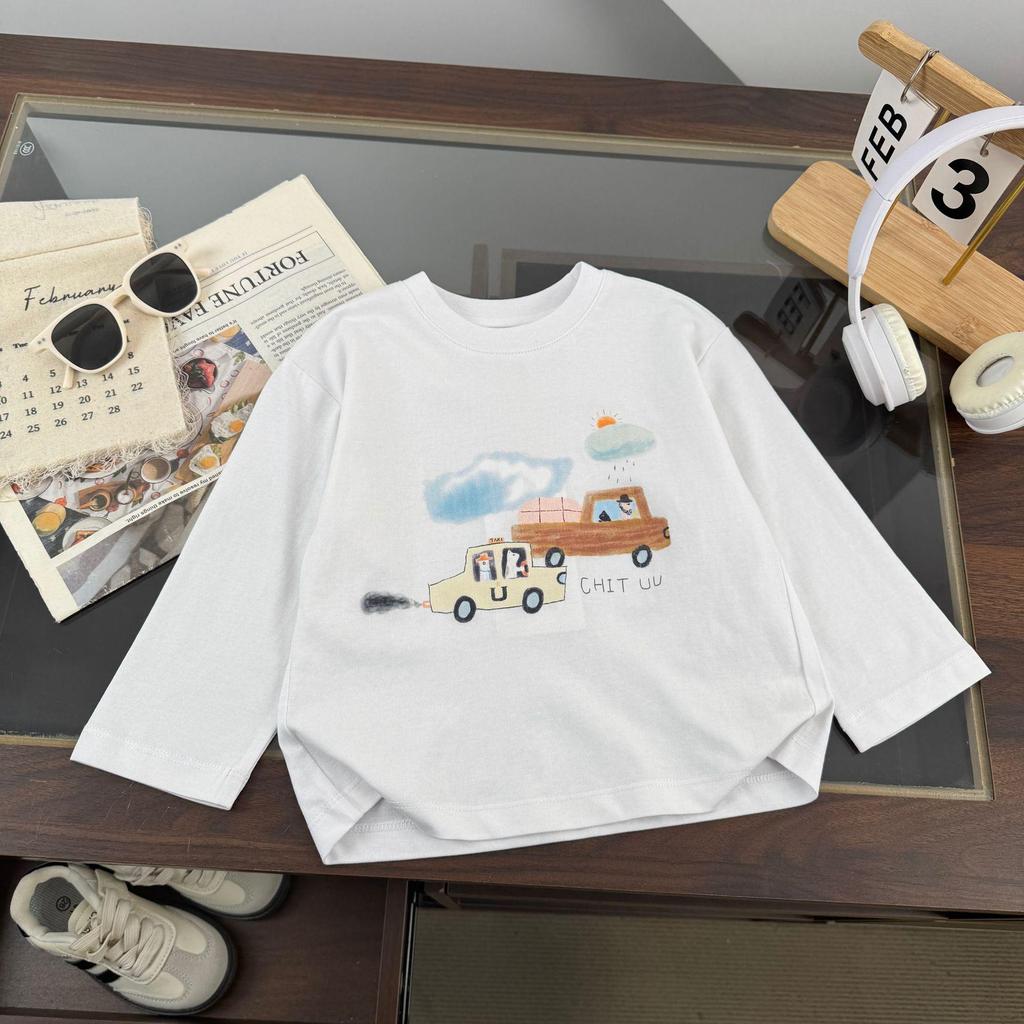 2026 New Arrival Spring Boys' Cartoon Print Long-Sleeve Base Layer T-shirt