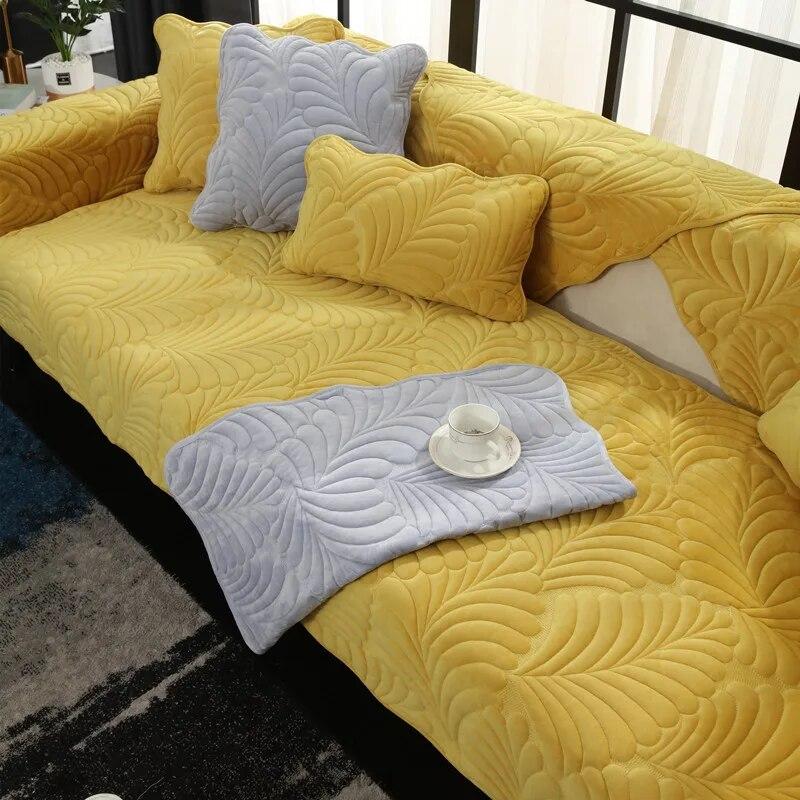 Husă de canapea secțională din pluș, îngroșată, moale, din catifea moale, prosop matlasat pentru canapea Huse de canapea anti-alunecare pentru sufragerie