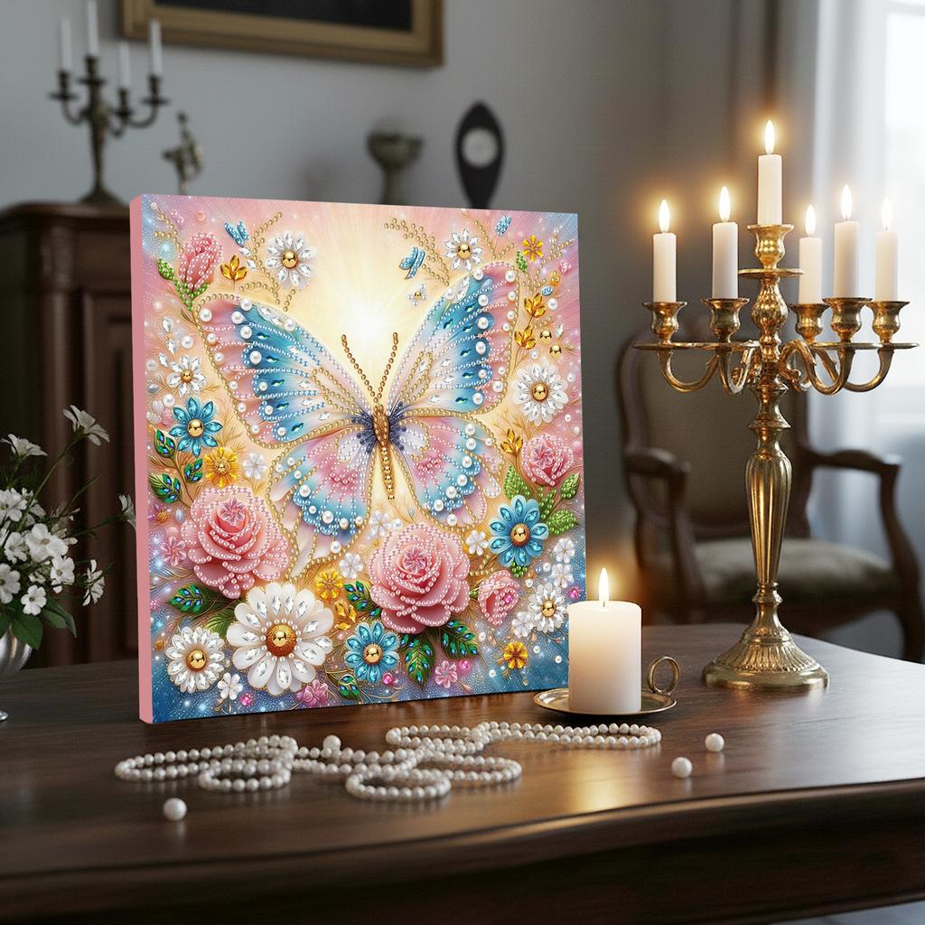 Pearl Gem Diamond Art Painting Kit with Frame 25x25cm Diamond Dots Pearl Gem Painting for Adults & Beginners Home Wall Decor