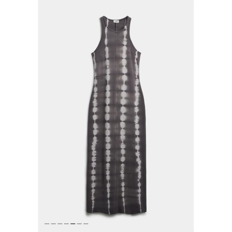 

Lime Stretch Blended Cotton Material Slim fit round Neck Sleeveless and Ankle Dress Dark Gray Print Color S