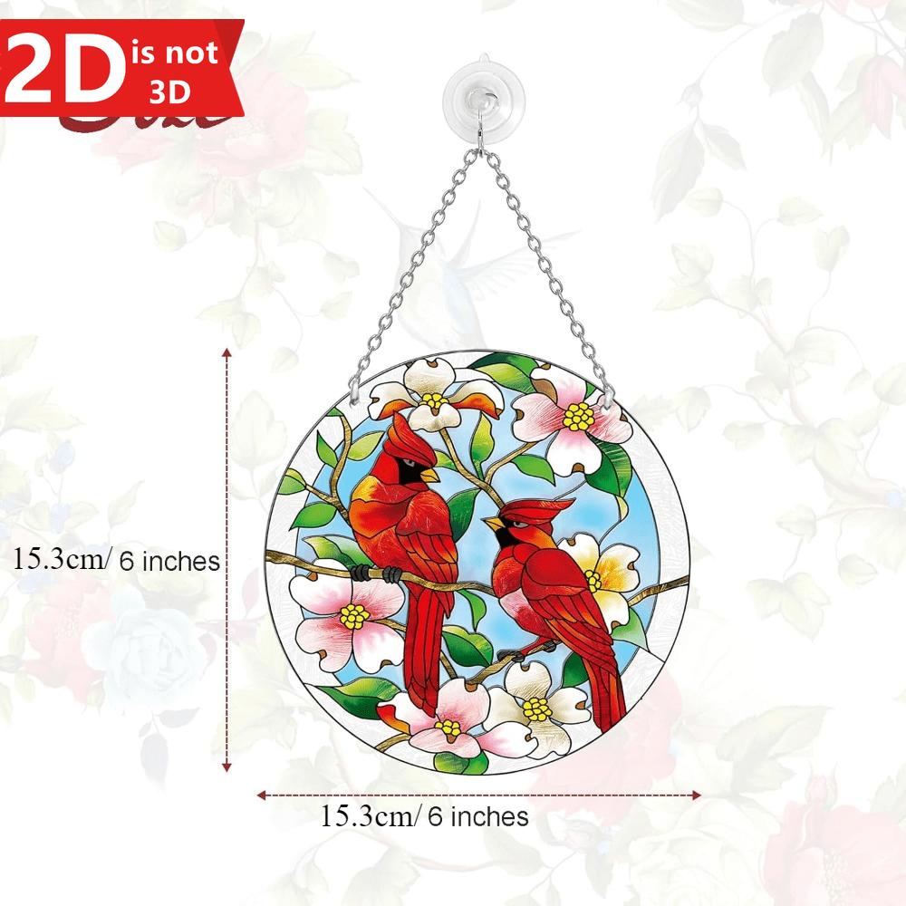 Red Bishop Sun Catcher. Hand-drawn Window Decor, a Unique Gift for Bird Enthusiasts.
