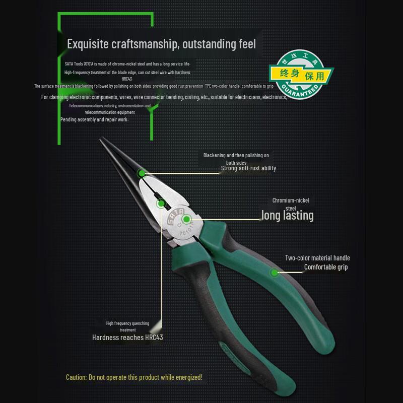 SATA 70102A Multi-function Electrician Needle Nose Pliers