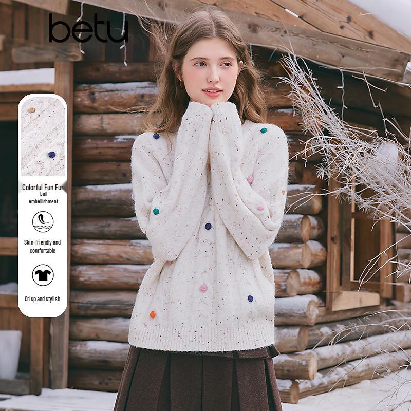

Betu Women s Colorful Pom-Pom Knit Sweater S