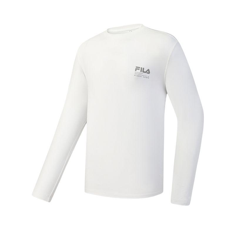 FILA Fitness Knitted Quick-Dry UV Protection Round Neck Long Sleeve T-Shirt Unisex Tops A51U611201F-WT