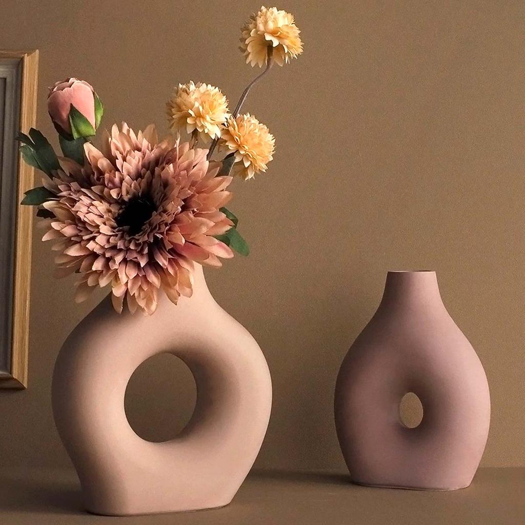 Simple Vase Silicone Mold DIY Donut Shape Flower Pot Plaster Table Ornaments Flower Arrangement Planter Craft Casting Molds