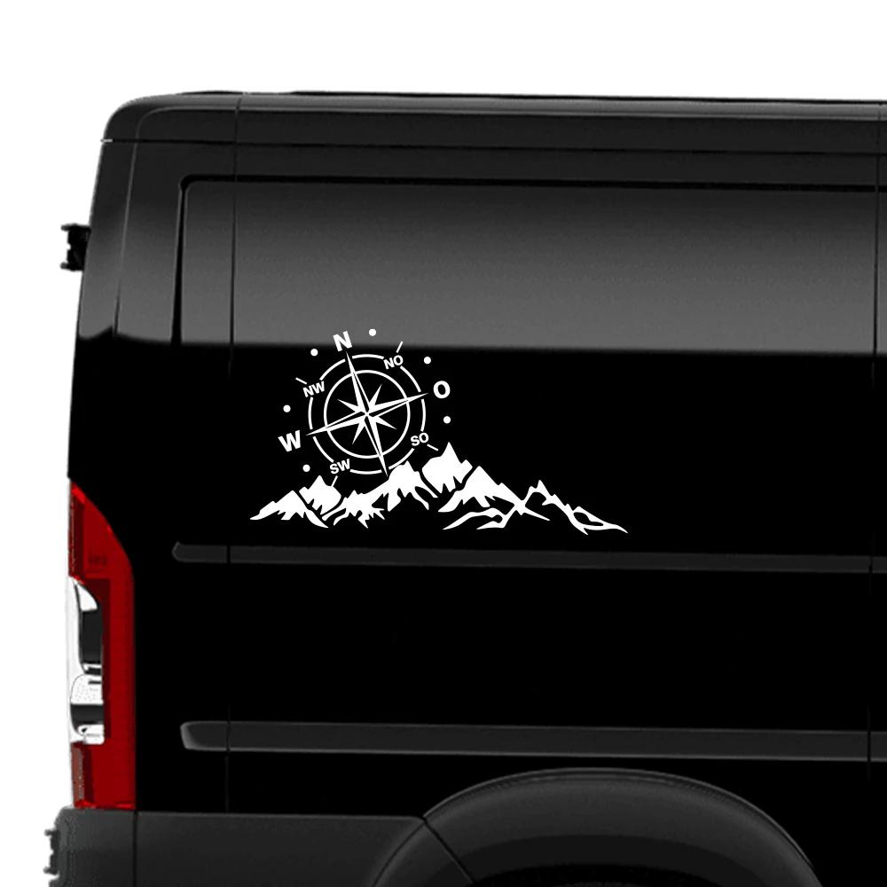 Mountain Compass Car Stickers For Van Camper Caravan Truck Camping Rv Cargo Motorhome Vinyl Decals Auto Decoration Accessories