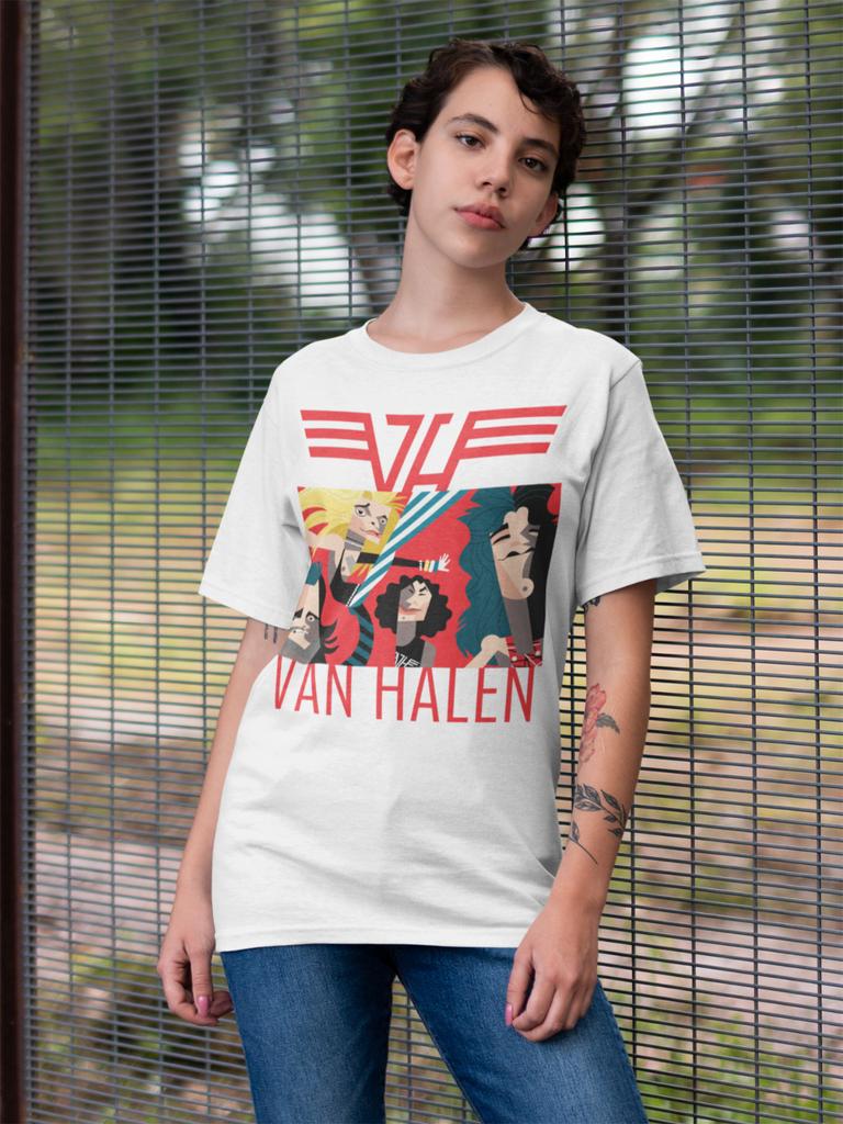 Retro VAN HALEN Band Konzert 70er 80er 90er Damen T-Shirt Herren Damen T-Shirts Oberteil Bio-Baumwolle S-XXXL