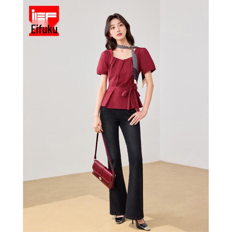 IEF 2026 French Style Waist-Cinching Slimming Blouse L