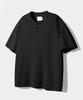 Dimiteulibeullaeg Asi Essential Waffle Henley Neck Short Sleeve T-Shirt_Black