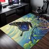 Galaxy Starry Sky Butterfly Area Rug, Non-Slip Floral Print Carpet for Living Room Bedroom, Aesthetic Boho Floor Mat Home Decor