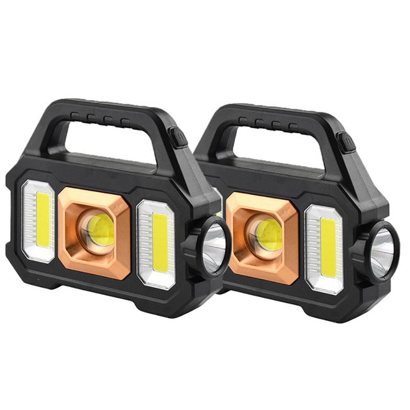 Solar Rechargeable Flashlight Zoomable Waterproof COB LED Torch Brightly Light Portable Powerful Lantern for Camping