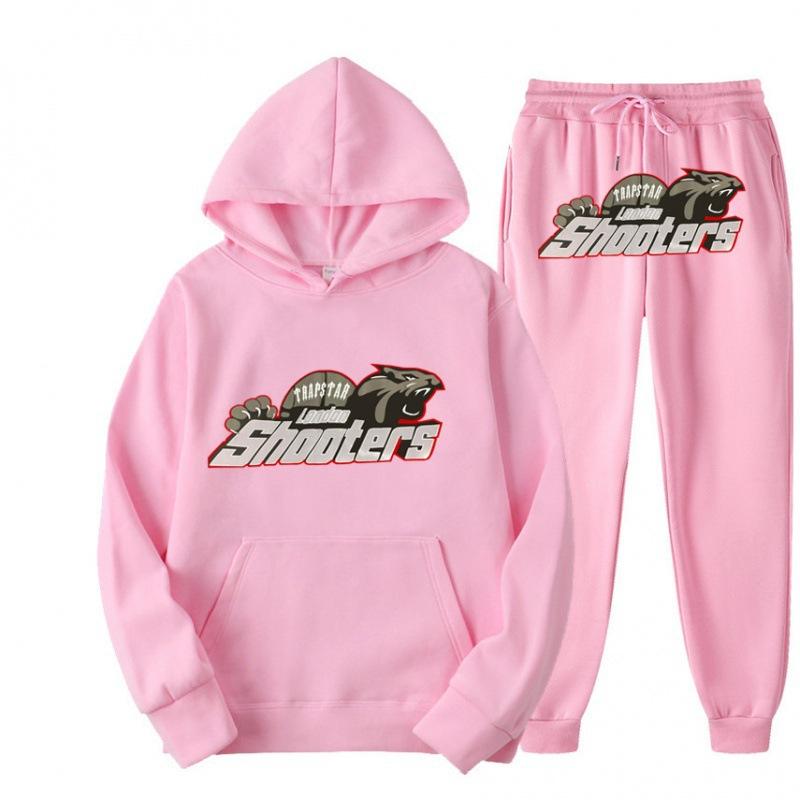 New Men's and Women's Casual Sports Suit, Red and Black Tiger Head Sweater and Sweatpants Suit.