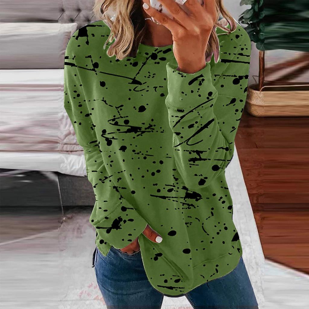 Women's Casual Fashion Halloween Print Long Sleeve Round Neck Pullover Top