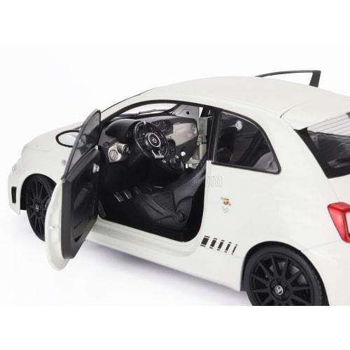 1/18 Scale Fiat 500 Abarth Diecast Model Car - Solido 1/18 Scale Fiat Nuova 500 Abarth 595 2022 White Black (1811301)