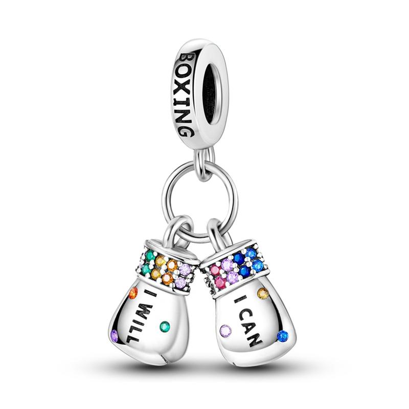 925 Silve Charms Sports Series Basketball Football Badminton Yoga Boxing Charms Bead Pendant Fit Bracelet Jewelry Gift