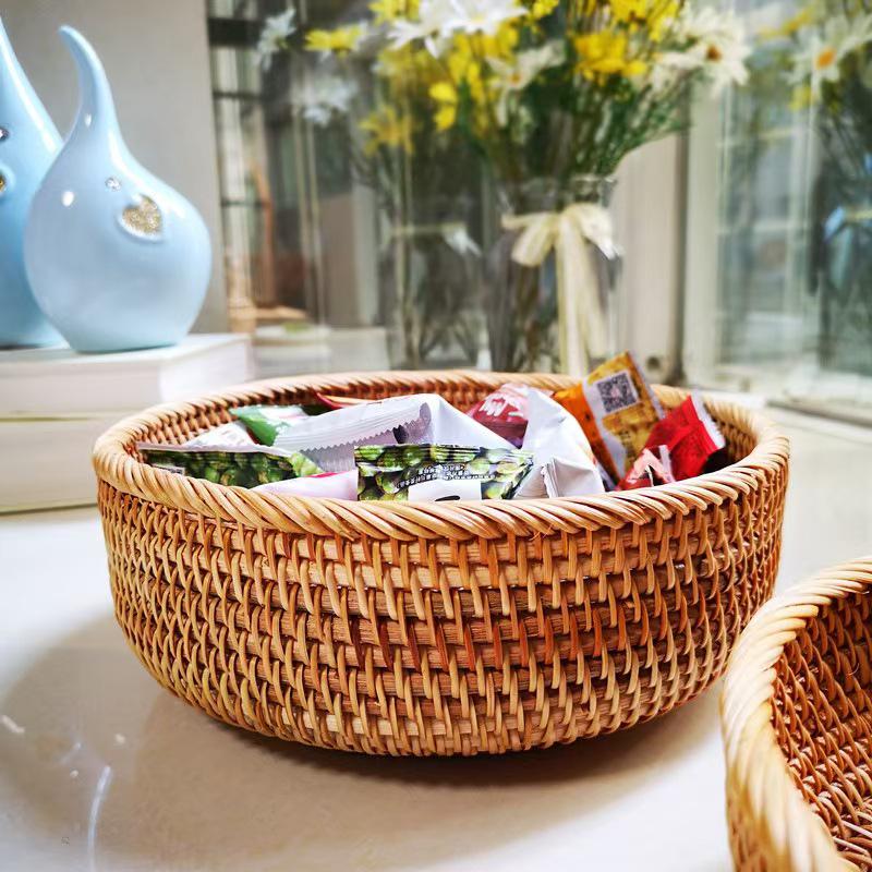 Hand-Woven Autumn Vine Snack Basket for Living Room or Table