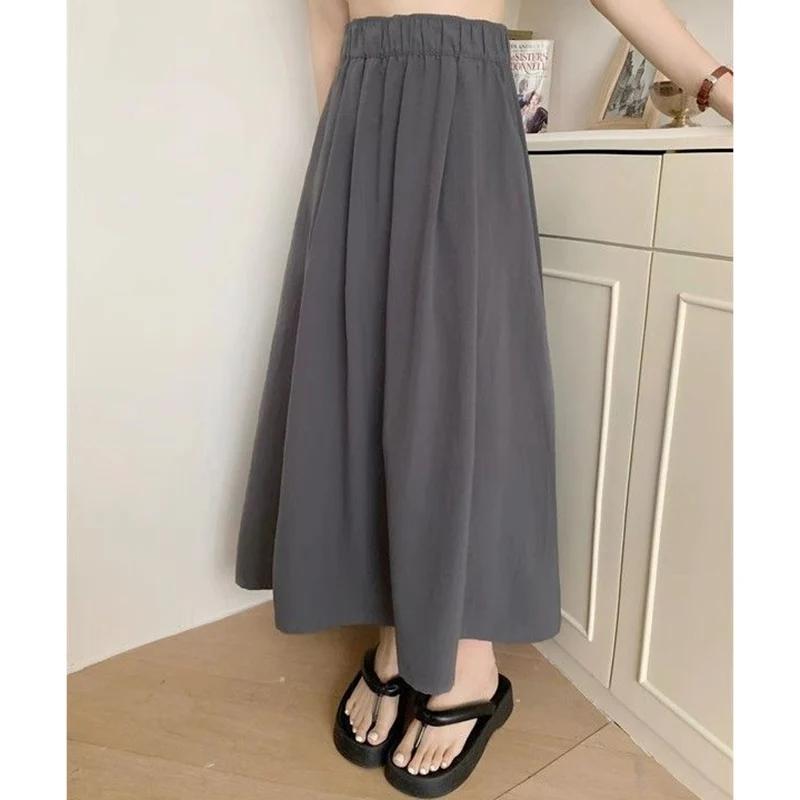 Spring Summer Women Colorful Long Skirts Girls Versatile Comfortable Elastic Dress Female Concise Leisure Vacation Skirts