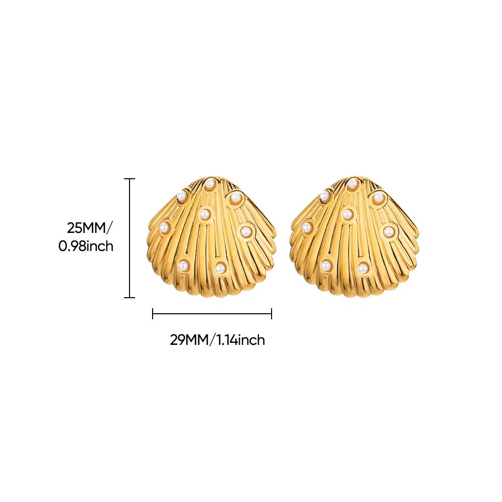 18K Gold-Plated Pearl Flower Stud Earrings - Retro French Style