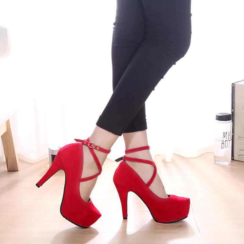 2024 Spring/Fall Suede Platform Heels: European/American Plus-Size Fashion, Lace-Up, Thick Sole Women's Shoes