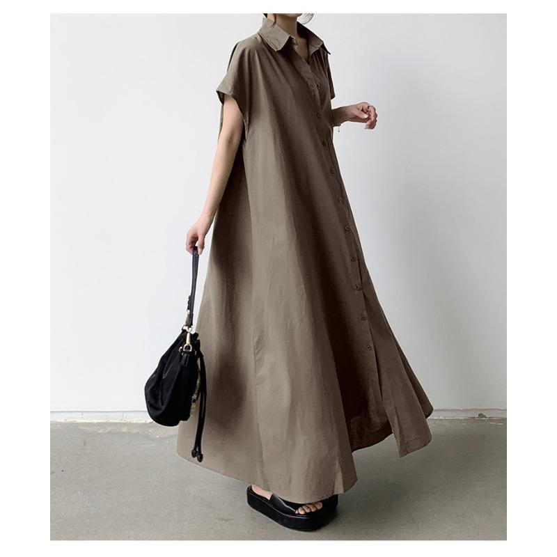 Short Sleeved Dress Women's Lapel Casual Shirt Dress