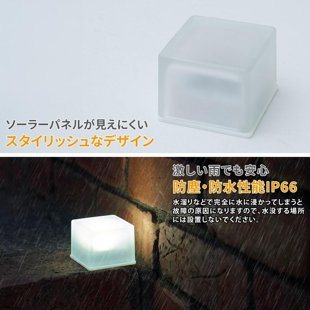 Gardenmaster Piccolo LED Solar Garden Frosted Automatic No Electricity Christmas White Light, Brick, 7cm, Glass, On/Off Switch, Waterproof, Required,