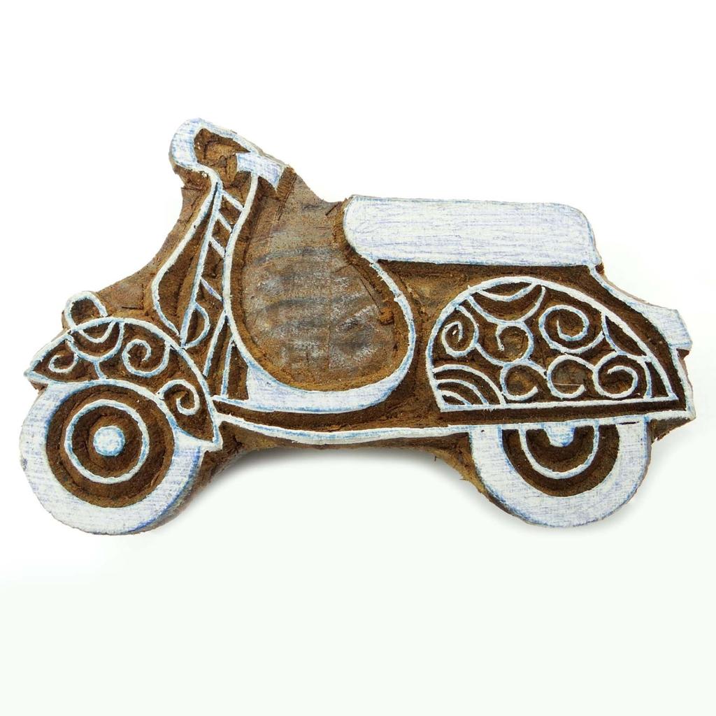 Scooter Wooden Decorative Hand Carved Printing Blocks Indian Stamps