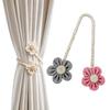Cotton And Linen Curtain Tiebacks, Decorative Curtain Holdbacks Rope, Flower Curtain Tie Backs, Boho Drapes Holdbacks for Home Office Hotel Decor